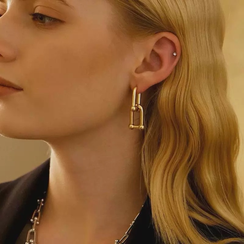 Quality Chain Earrings Gold Colour Elegant